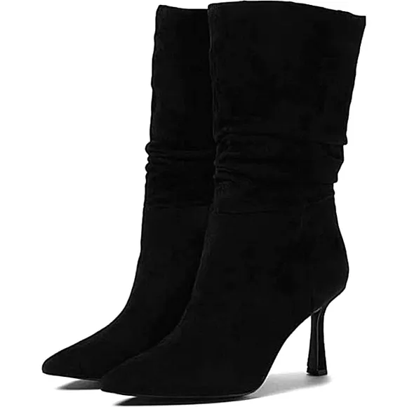 New w/o Box Steve Madden Jessamy Genuine Suede Pointy Toe Scrunch Dress Boots