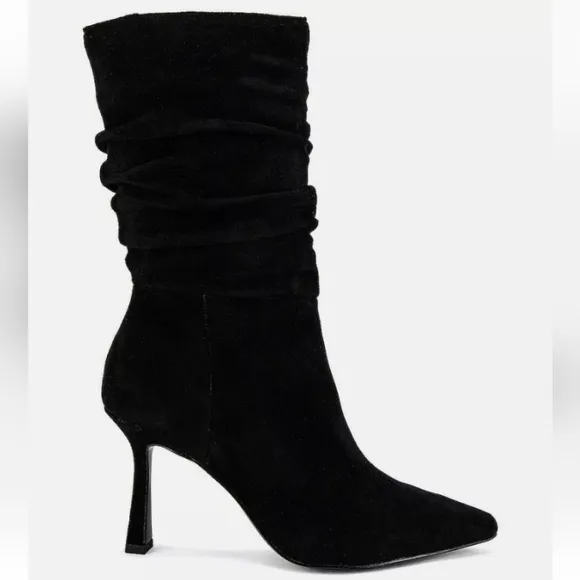 New w/o Box Steve Madden Jessamy Genuine Suede Pointy Toe Scrunch Dress Boots