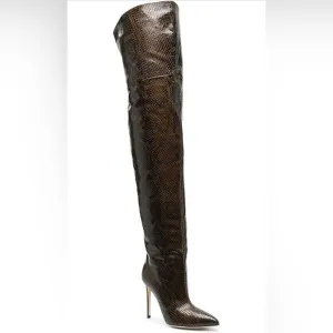 NEW Women’s Brown Snake Print Over the Knee Stiletto Boots 9