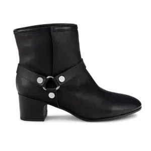 NEW Zadig &amp; Voltaire Leather Block Heel Ankle Boots Black Pull On Bootie