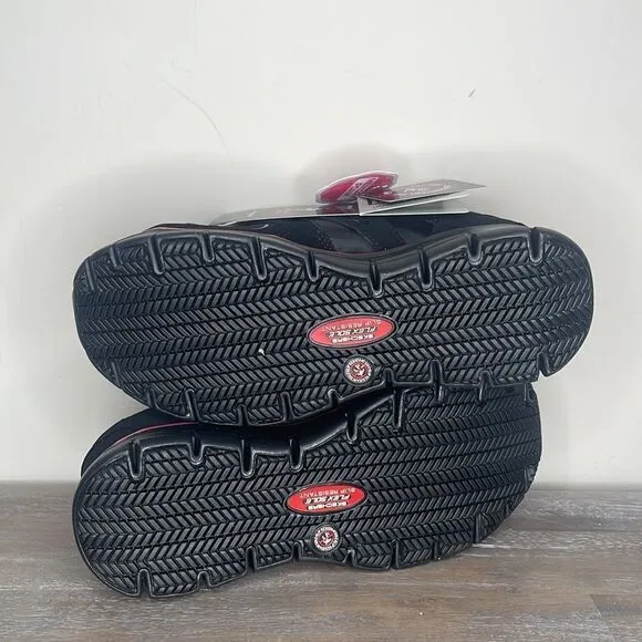NEW IN BOX- Skeckers Work Alloy Toe Slip Resistant Work Shoes 6.5 Black/Pink