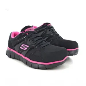 NEW IN BOX- Skeckers Work Alloy Toe Slip Resistant Work Shoes 6.5 Black/Pink