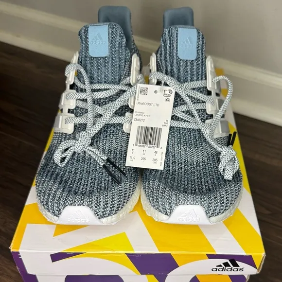 NIB Adidas Men’s Ultra Boost LTD Cloud White/Silver Metallic Running Shoes 11.5