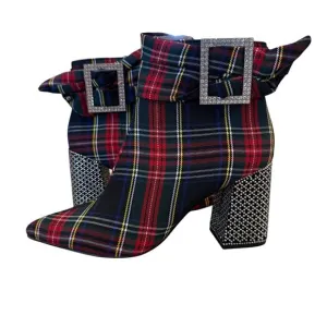 NIB Betsey Johnson Millburn Black Plaid Ankle Boot Size 7.5