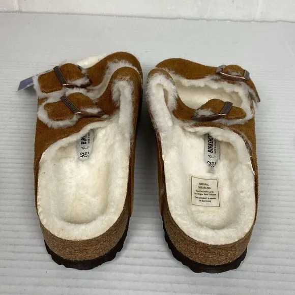 NIB Birkenstock Arizona Shearling Mink Regular Fit EU42 1001128 Suede‎ Leather