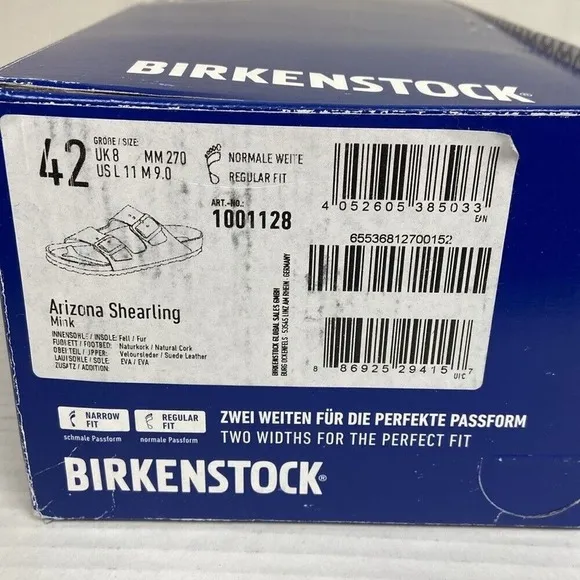 NIB Birkenstock Arizona Shearling Mink Regular Fit EU42 1001128 Suede‎ Leather