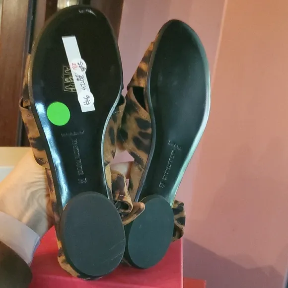 Nib Leopard Print Women's Sandals With Golden Heels