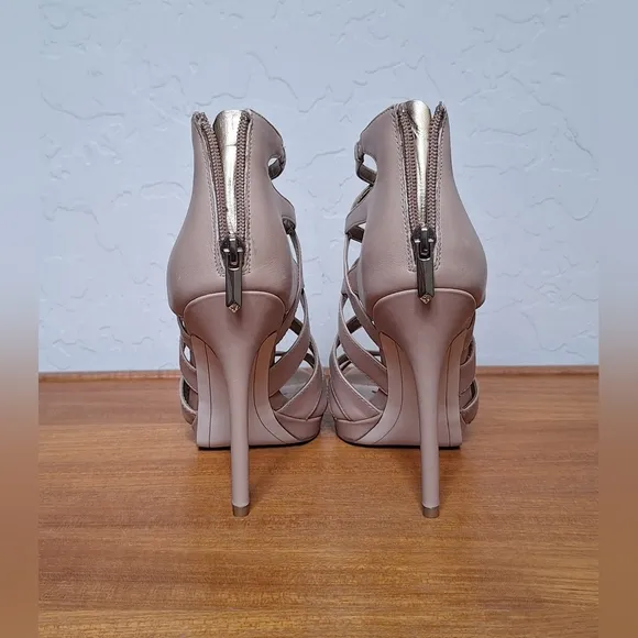 NIB Sam Edelman leather caged gladiator sandals capsule edgy sexy nude stiletto