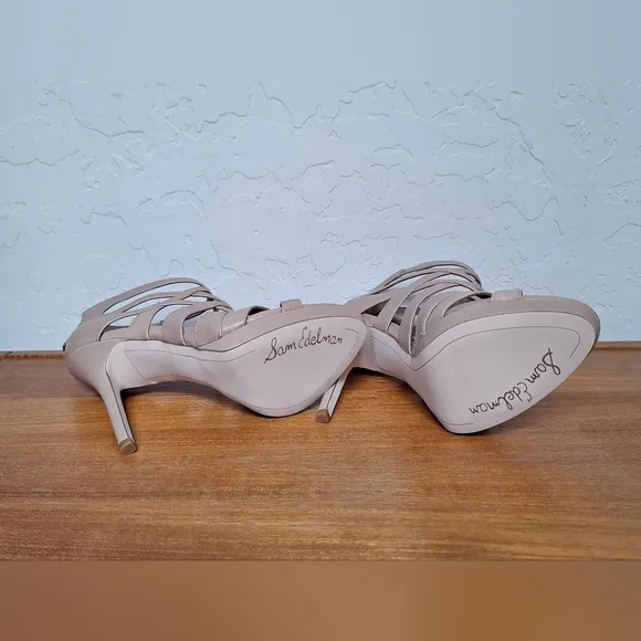 NIB Sam Edelman leather caged gladiator sandals capsule edgy sexy nude stiletto