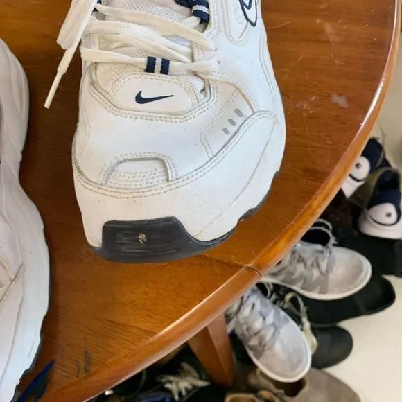NIKE Air comfort cushion mens white sneakers size 12 blue Swoosh