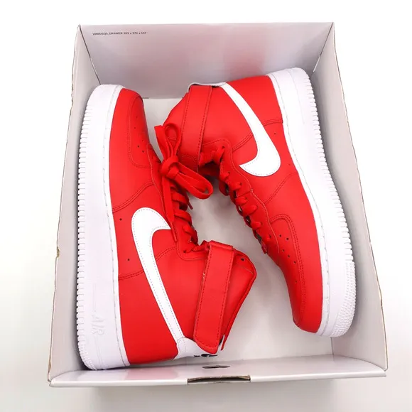 Nike Air Force One High NBY Red White Sneakers Mens Size 12.5 AQ3771-994