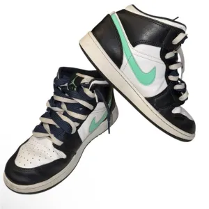 Nike Air Jordan 1 Mid Sneakers - Black and Mint Green