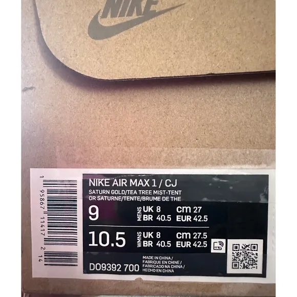 Nike Air Max 1 Cactus Jack Saturn Gold Travis Scott men 9 women's 10.5 EUC