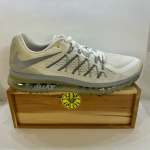 Nike Air Max 2015 White Metallic Silver Running Shoes 698902-100 Men’s Size 13