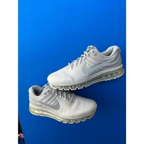 Nike Air Max 2017 Running Shoes White Platinum Grey Shoes 849559-009 Men's 12.5