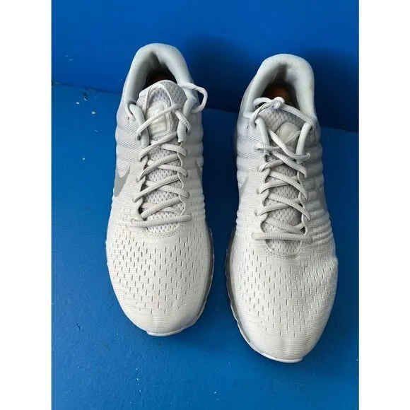 Nike Air Max 2017 Running Shoes White Platinum Grey Shoes 849559-009 Men's 12.5