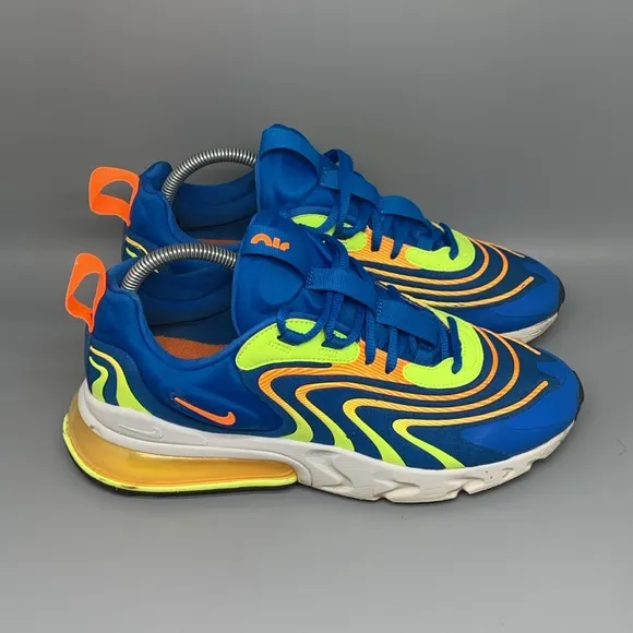 Nike Air Max 270 React Eng Blue Orange Running Shoes CD0113-401 Men's Sz 8.5