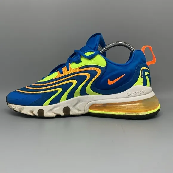 Nike Air Max 270 React Eng Blue Orange Running Shoes CD0113-401 Men's Sz 8.5