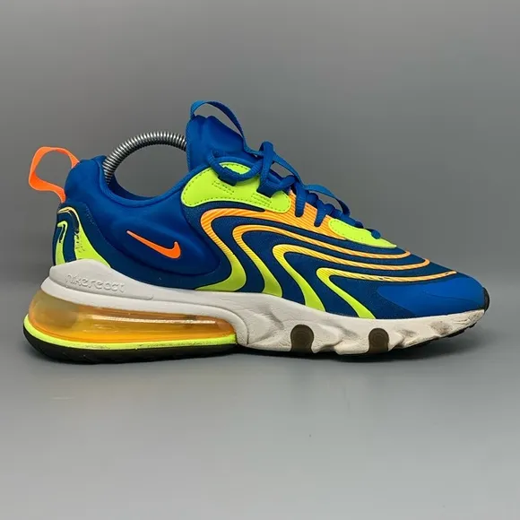 Nike Air Max 270 React Eng Blue Orange Running Shoes CD0113-401 Men's Sz 8.5