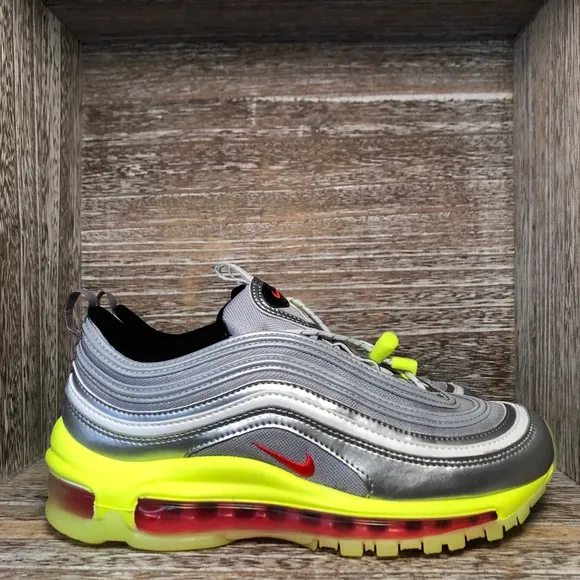Nike Air Max 97 RFT Laceless Shoes GS Silver Volt