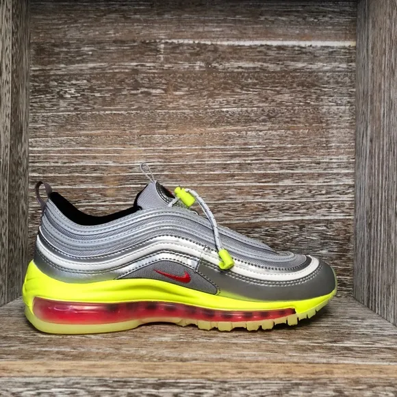 Nike Air Max 97 RFT Laceless Shoes GS Silver Volt