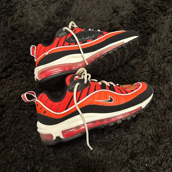 Nike Air Max 98 habanero red and black
