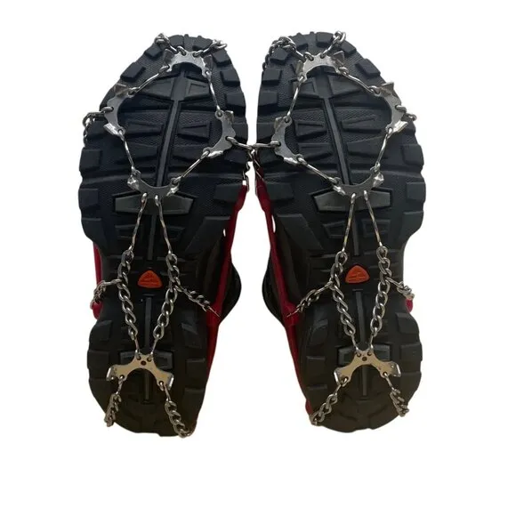 Nike Air Mens Black &amp; Gray Gore-Tex XCR Kahtoola Ice Grips Hiking Shoes Sz 12.5