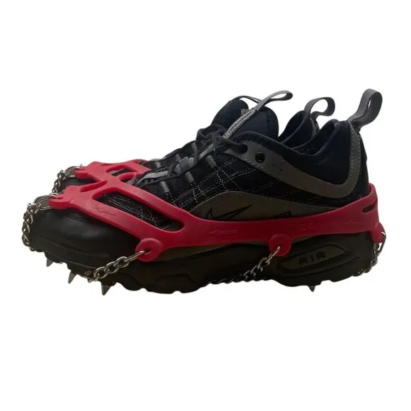 Nike Air Mens Black &amp; Gray Gore-Tex XCR Kahtoola Ice Grips Hiking Shoes Sz 12.5