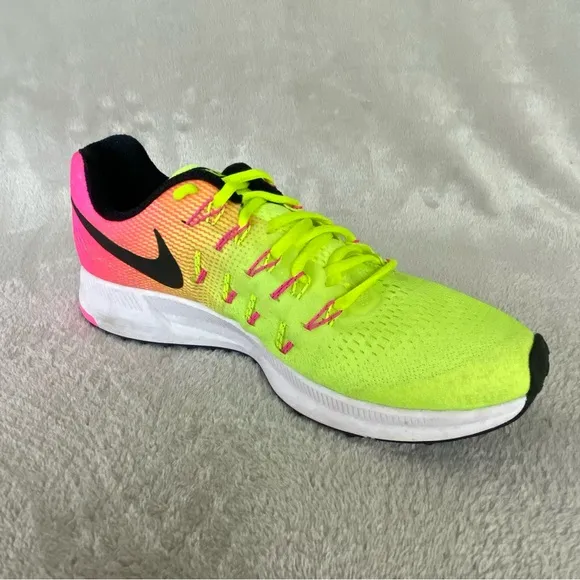 Nike Air Zoom Pegasu 33 Mens Running Shoes Size 9 Yellow Pink Sneakers NEW