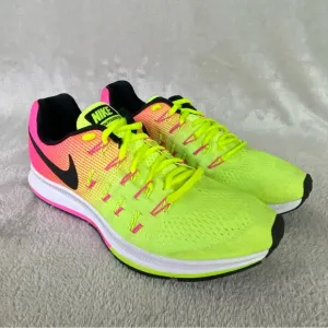 Nike Air Zoom Pegasu 33 Mens Running Shoes Size 9 Yellow Pink Sneakers NEW
