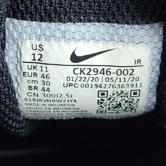 Nike Air Zoom Division Triple Black Athletic Running Shoes Sneakers Mens Size 12