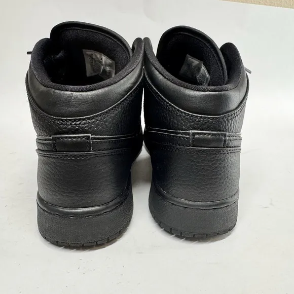 Nike Boys Air Jordan 1 Mid 554725-091 Black Basketball Shoes Sneakers Size 7Y