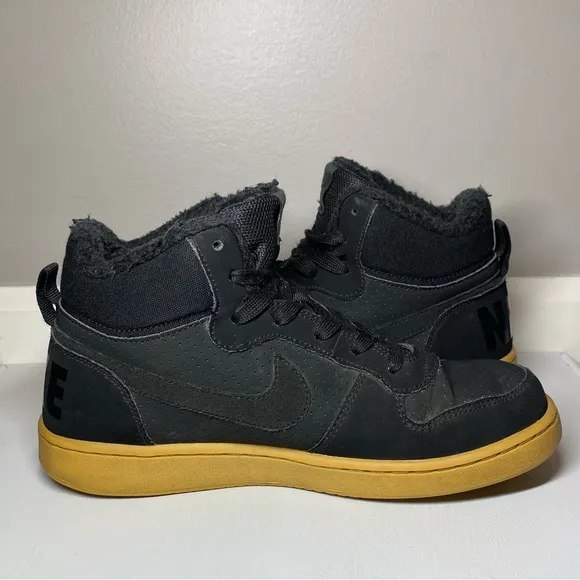 Nike Court Borough Mid Winter GS Shoes Youth 6.5 Black Gum Sneakers AA3458-002