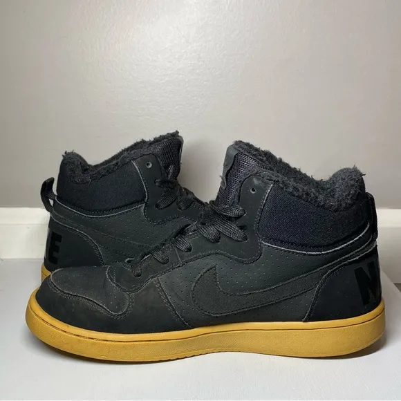 Nike Court Borough Mid Winter GS Shoes Youth 6.5 Black Gum Sneakers AA3458-002