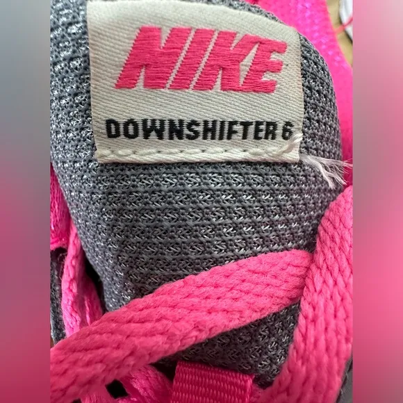 Nike DownShifter 6 Running Shoes Size 5.5Y Gray Black Pink