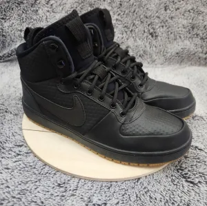 Nike Ebernon Mid Winter Black Gum Mens Size 9.5 Athletic Leather Shoes Sneakers