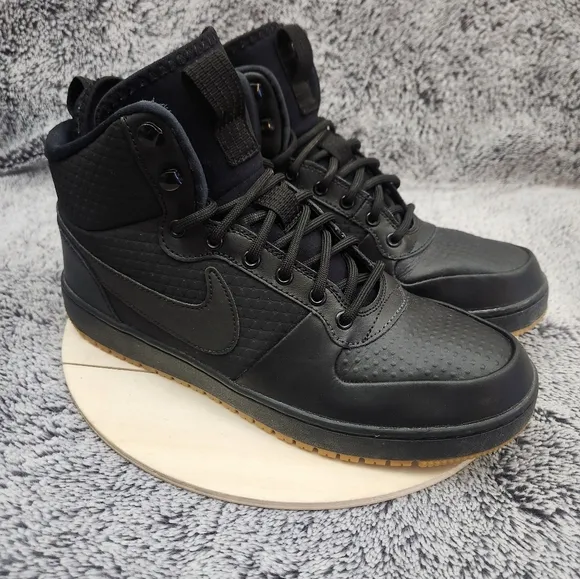 Nike Ebernon Mid Winter Black Gum Mens Size 9.5 Athletic Leather Shoes Sneakers