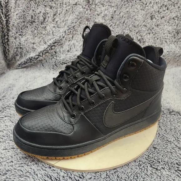 Nike Ebernon Mid Winter Black Gum Mens Size 9.5 Athletic Leather Shoes Sneakers