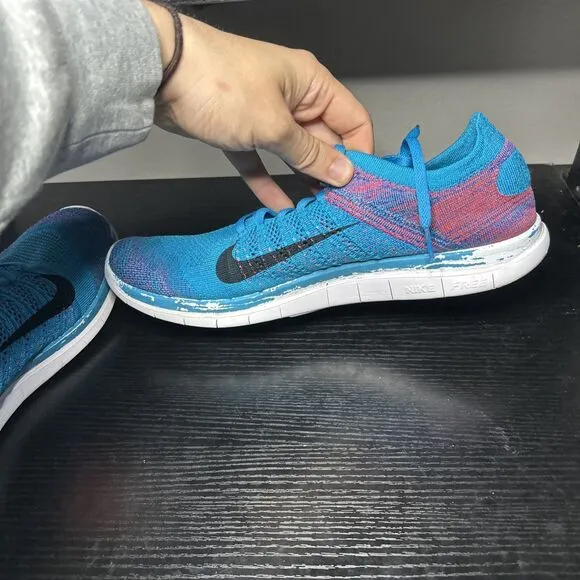 Nike Free 4.0 Flyknit Men's Size 13 Running Shoes Blue Lagoon Crimson
