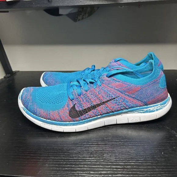 Nike Free 4.0 Flyknit Men's Size 13 Running Shoes Blue Lagoon Crimson