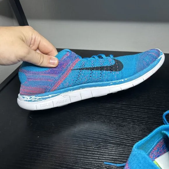 Nike Free 4.0 Flyknit Men's Size 13 Running Shoes Blue Lagoon Crimson
