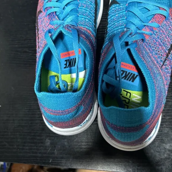 Nike Free 4.0 Flyknit Men's Size 13 Running Shoes Blue Lagoon Crimson