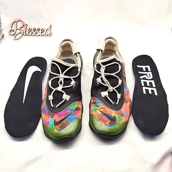 ●NIKE FREE●CUSTOMIZED CAMO TYPE 5.O JIM REA LOCK LACES MENS 10.5 GOOD SOLE☆GUC☆