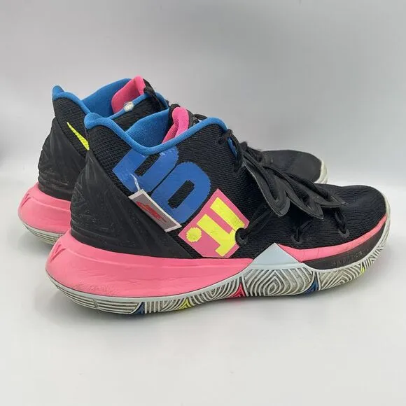 Nike Kyrie 5 Just Do It MENS SIZE 8 AO2918-003 Black Multi Neon Pink Blue Yellow