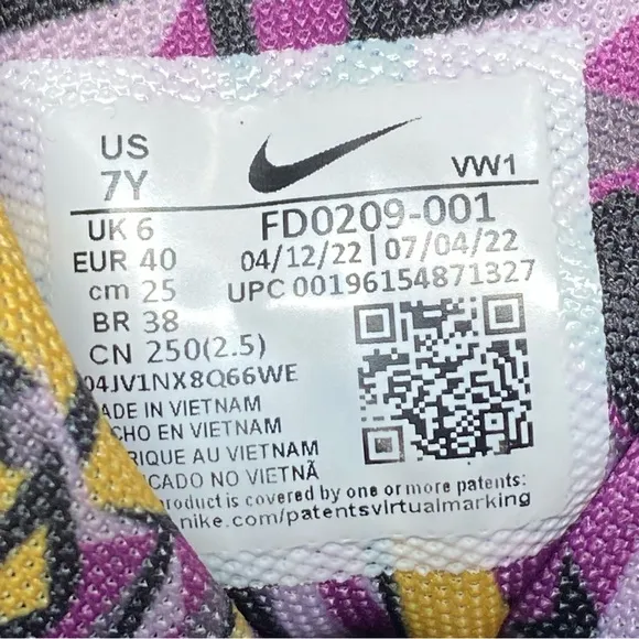Nike Lebron Witness 7 SE GS Lakers Graffiti Sneakers Size 7Y Shoes - FD0209-001