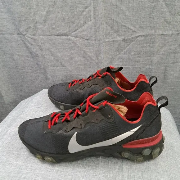 Nike Mens React Element 55 CJ1496-991 Black Running Shoes Sneakers Size 12.5