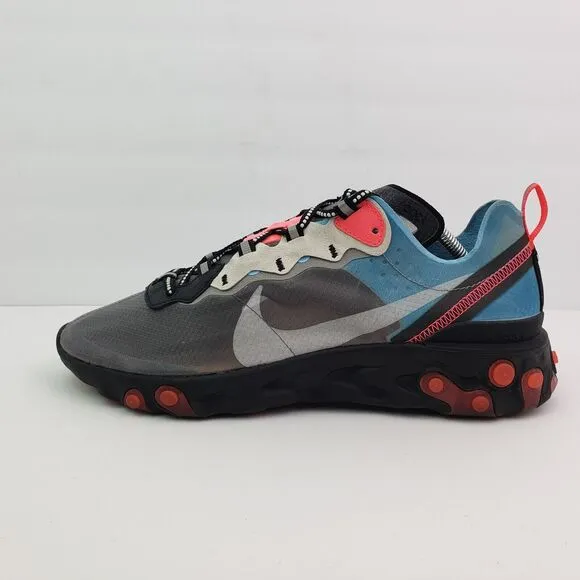 Nike React Element 87 Mens Size 11 Black Cool Gray Blue Running Sneaker Shoes
