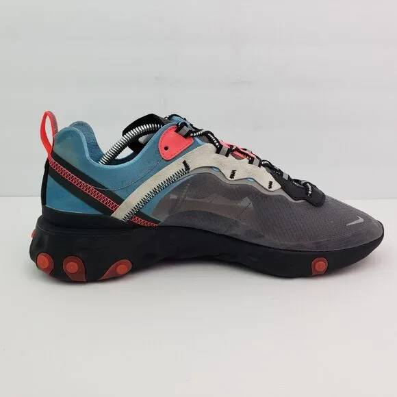 Nike React Element 87 Mens Size 11 Black Cool Gray Blue Running Sneaker Shoes