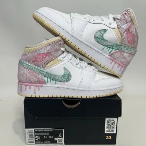 Nike Shoes Air Jordan 1 Mid SE GS “Ice Cream/Paint Drip” 2024