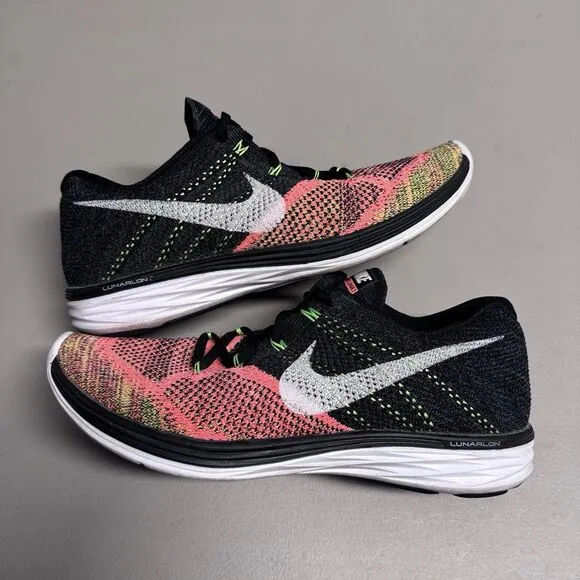 Nike Shoes Men's US 12 Multicolor Flyknit Lunar‎ 3 Athletic Running Sneakers Gym